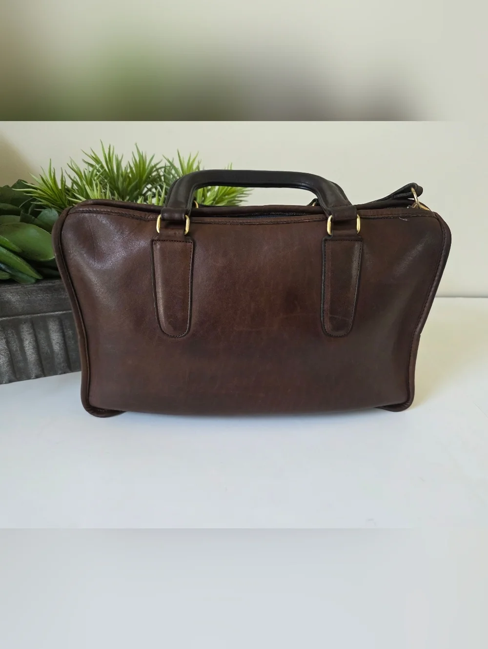 Vintage Coach Slim Satchel NYC Mahogany Glove Tanned Leather Top Handle Brief